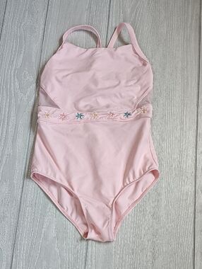 Bloch Light Pink Girls' Dance Leotard with Embroidered Flowers Sz 12